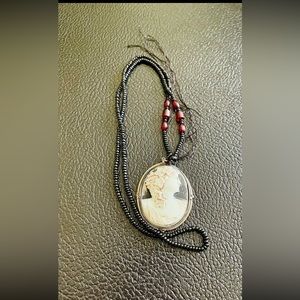 Vintage sterling czech cameo pendant